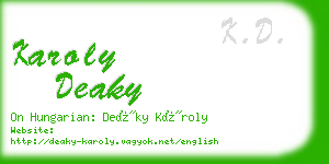 karoly deaky business card